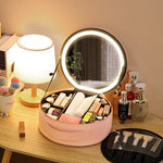 Round Smart LED Makeup Bag with Mirror Lights - OPENDOORS ENTERPRISE