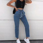 Women's Jeans Flowerbed High Waist Belted Jeans