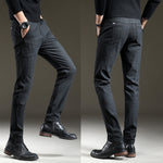 Trendy Stretch Dark Plaid Casual Pants Men
