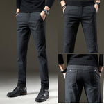 Trendy Stretch Dark Plaid Casual Pants Men