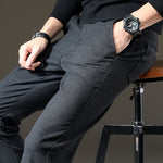 Trendy Stretch Dark Plaid Casual Pants Men