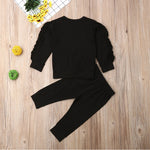 Newborn Baby Boys Girls Ruffles Jumper Solid Long Sleeve Sweatshirt Tops Pants Infant Kids 2Pcs Outfits Clothes Set Fall Clothes - OPENDOORS ENTERPRISE