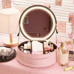 Round Smart LED Makeup Bag with Mirror Lights - OPENDOORS ENTERPRISE