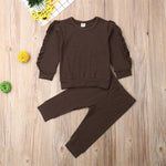 Newborn Baby Boys Girls Ruffles Jumper Solid Long Sleeve Sweatshirt Tops Pants Infant Kids 2Pcs Outfits Clothes Set Fall Clothes - OPENDOORS ENTERPRISE