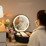 Round Smart LED Makeup Bag with Mirror Lights - OPENDOORS ENTERPRISE